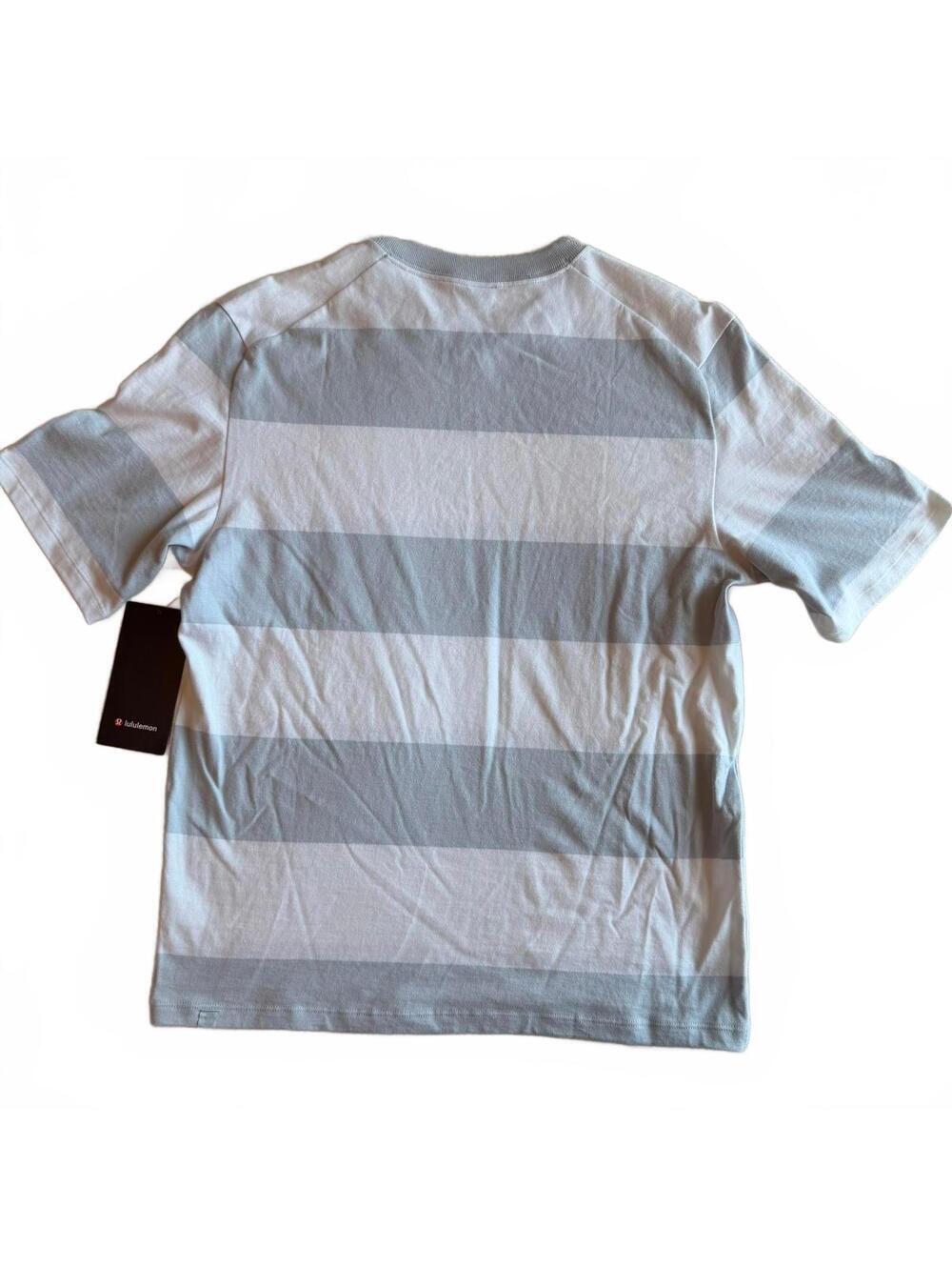 Lululemon Heavyweight Cotton Jersey T-Shirt Stripe Starch Blue/White Size S NWT - Picture 4 of 7